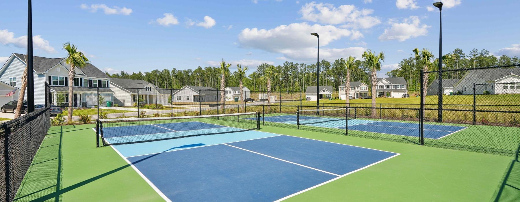 a tennis court with a fence around it